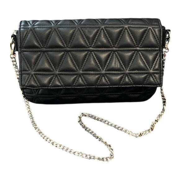 Express Quilted Faux Leather Crossbody Bag – Black – Gold Chain Strap – 6 x 11 x - Picture 1 of 6